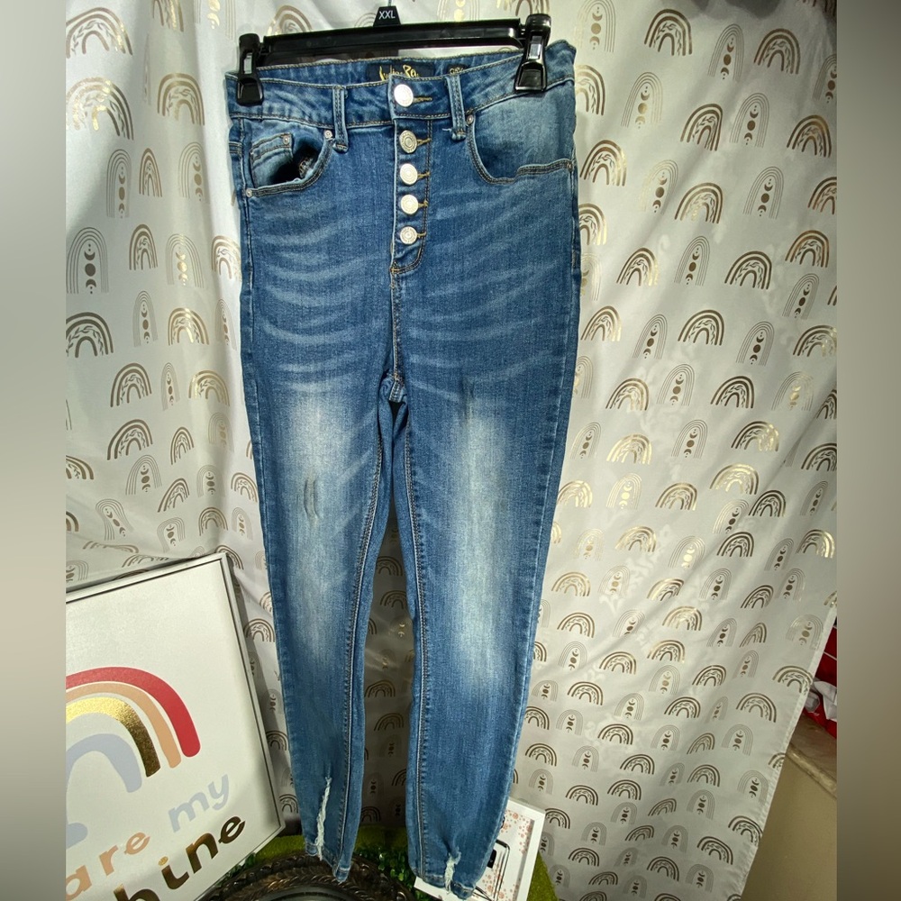 Indigo Rein High Rise Button-Fly Blue Jeans